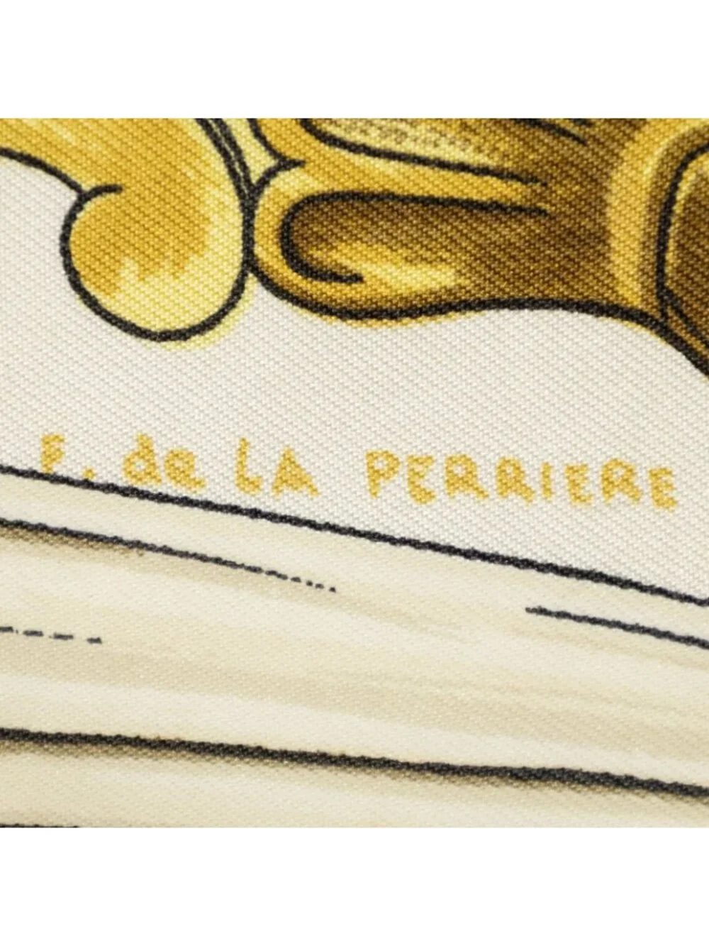 Hermes Scarf Green Gold White Twill Silk